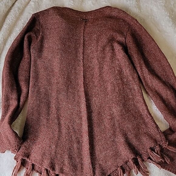 PrAna Shelby wool blend cable knit fringe pullover sweater brown M - Picture 2 of 11
